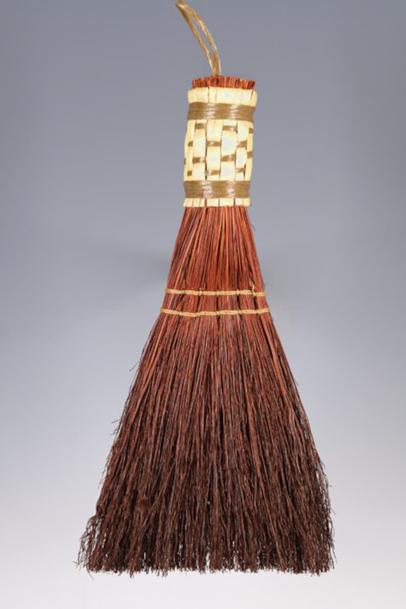 Functional and Durable Whisk Broom, Functional and Decorative Hand Broom, Your Choice of Natural/Black/Rust/Mixed, 14 Inches Tall Rust