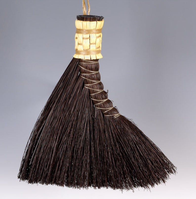 Turkey Wing Broom in your choice of Natural, Black, Rust or Mixed Broomcorn Hand Broom Traditional Shaker Style Broom image 7