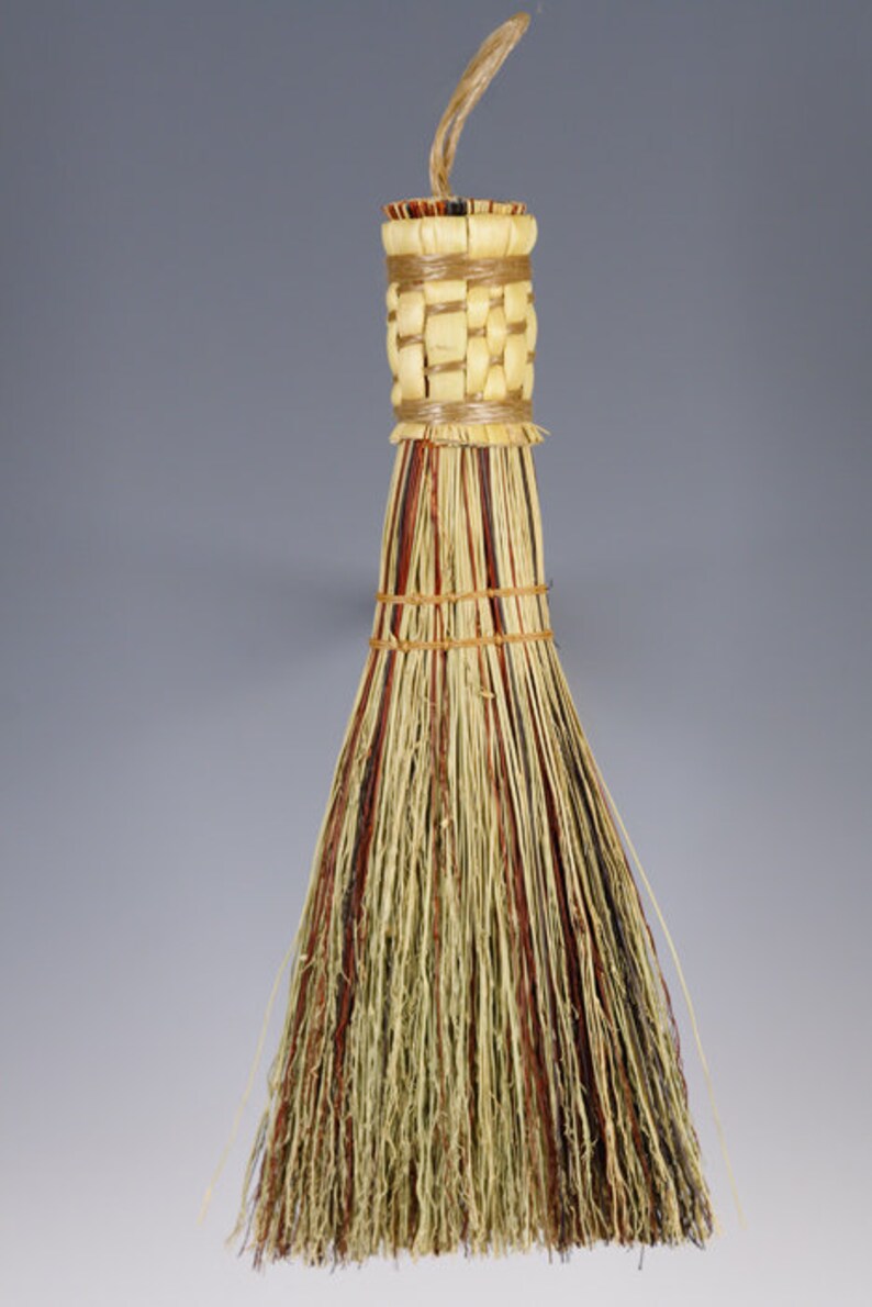 Functional and Durable Whisk Broom, Functional and Decorative Hand Broom, Your Choice of Natural/Black/Rust/Mixed, 14 Inches Tall Mixed