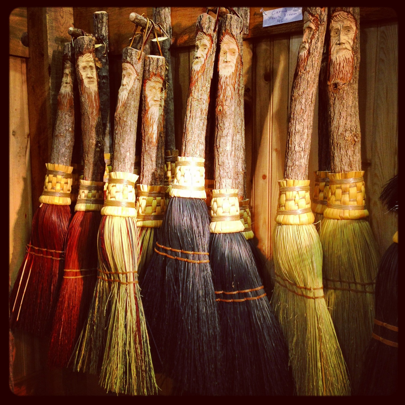 Carved Broom Set Kitchen Broom and Hearth Broom with Tree Etsy