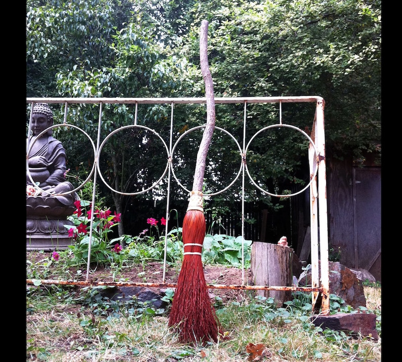 Besom Witch Broom Broomsticks Hexenbesen in your choice of Natural, Black, Rust or Mixed Broomcorn image 9