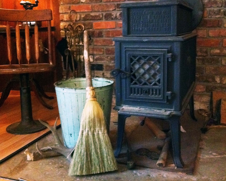 Fireplace Broom in your choice of Natural Hearth Broom Rust or Mixed Broomcorn Black