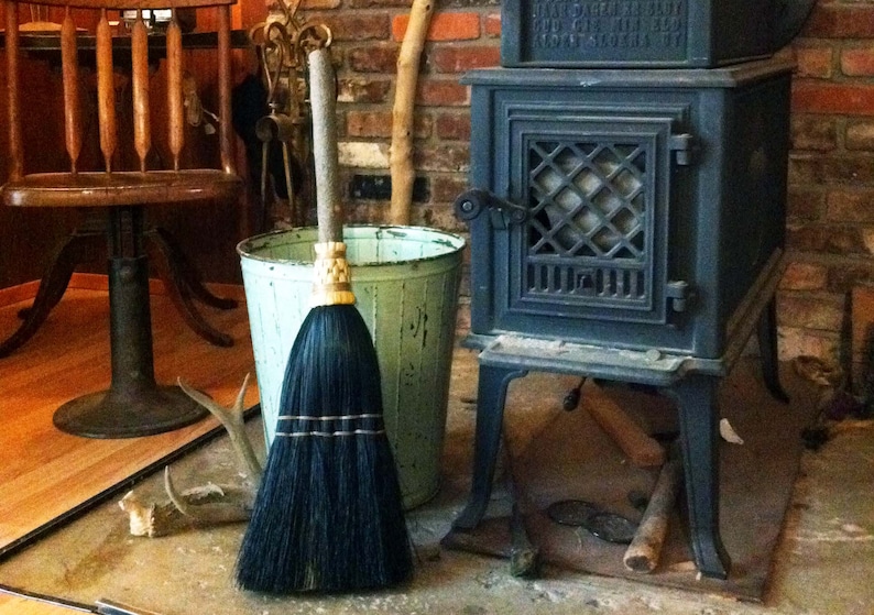 Fireplace Broom in your choice of Natural Hearth Broom Rust or Mixed Broomcorn Black