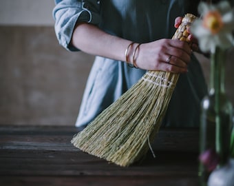Whisk Broom in your choice of Natural, Black, Rust or Mixed Broomcorn - Hand Broom - Brush - Sweeper