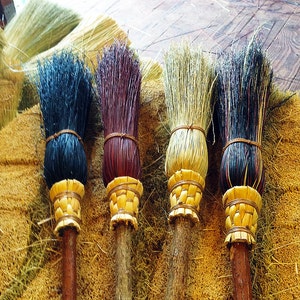 Miniature Witch's Besom Broom: Quaint Door Décor for Home Protection. Handmade besom fully functional, altar broom. image 4