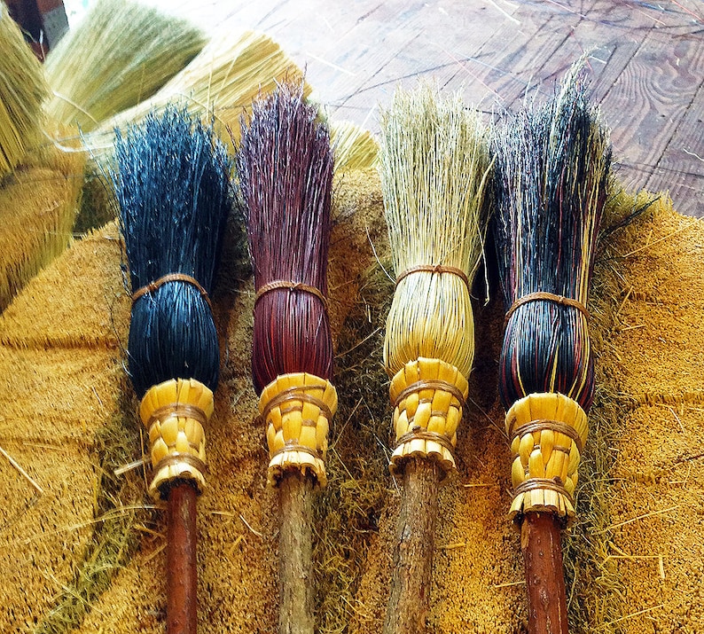 Miniature Witch's Besom Broom: Quaint Door Décor for Home Protection. Handmade besom fully functional, altar broom. image 4