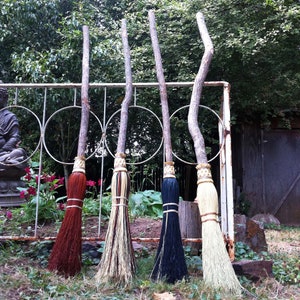 Witch's Ceremonial Besom in your choice of Natural, Black, Rust or Mixed Broomcorn - Magical Broomstick - Witch's Broomstick