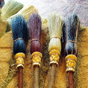 Child Size Witch Besom in your choice of Natural, Black, Rust or Mixed Broomcorn Kids Broom Miniature Witch's Broom image 5