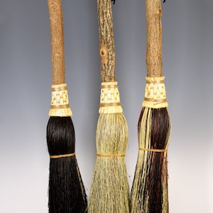 Round Fireplace Broom in your choice of Natural, Black, Rust or Mixed Broomcorn - Besom Style Hearth Broom