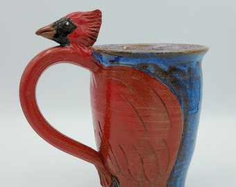 Northern Cardinal Ceramic Mug, Wings Out