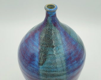 Elegant Bottle with Blue Purple Glaze