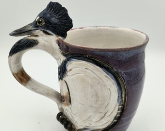 Belted Kingfisher Bird Mug in Plum