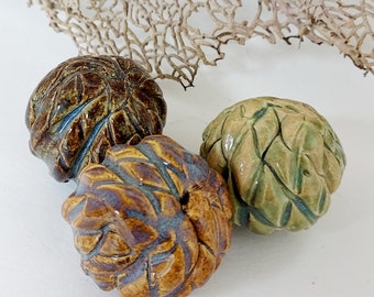 Set of Three Pod Rattles, Ceramic