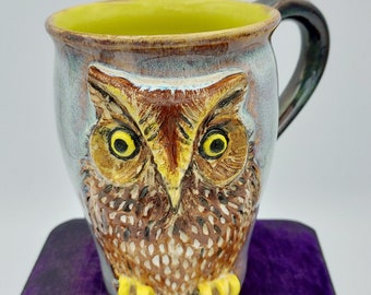 Owl Mug - Sculpted Eastern Screech Owl Stoneware