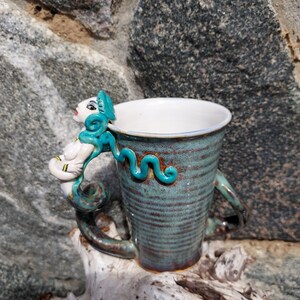 Mermaid Mug with 2 Handles in White and Blues Sculpture image 5