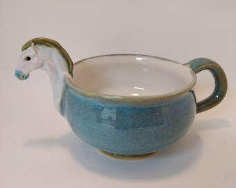 White Horse Mug in Turquoise