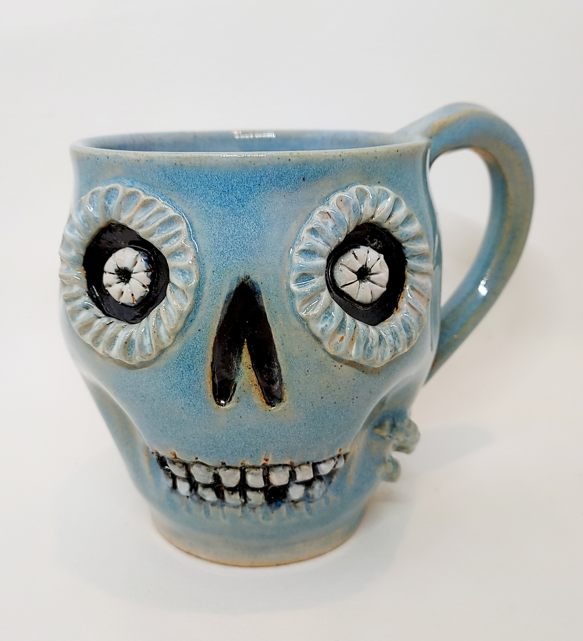 Blue Skull Ceramic Mug- Reduced- Large Stoneware