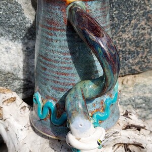 Mermaid Mug with 2 Handles in White and Blues Sculpture image 7