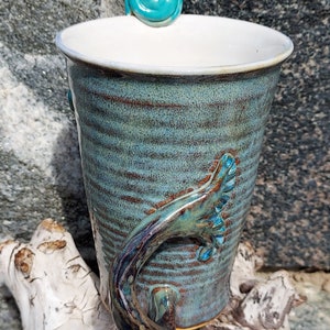 Mermaid Mug with 2 Handles in White and Blues Sculpture image 6