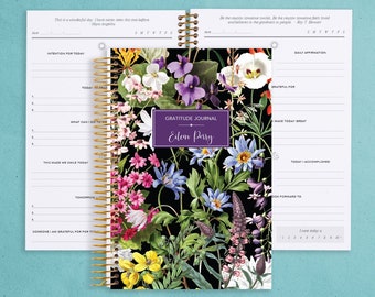 GRATITUDE JOURNAL | Journal for Women | Healing Journal | Self Care Journal I Personalized Gratitude Journal | Colorful Florals Black