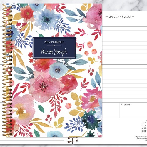 Laminated Weekly Planner Pink And Blue Roses 23 Includes Free Chart 