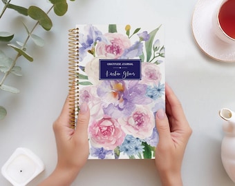 GRATITUDE JOURNAL | Journal for Women | Healing Journal | Self Care I Personalized Gratitude Journal | Flirty Florals Mauve