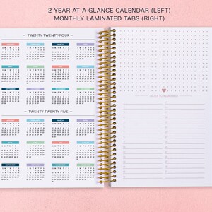 6x9 Planner 2024 2024-2025 Weekly Planner Calendar Student Planner Add Monthly Tabs Personalized Daytimer Navy Pink Gold Floral image 6