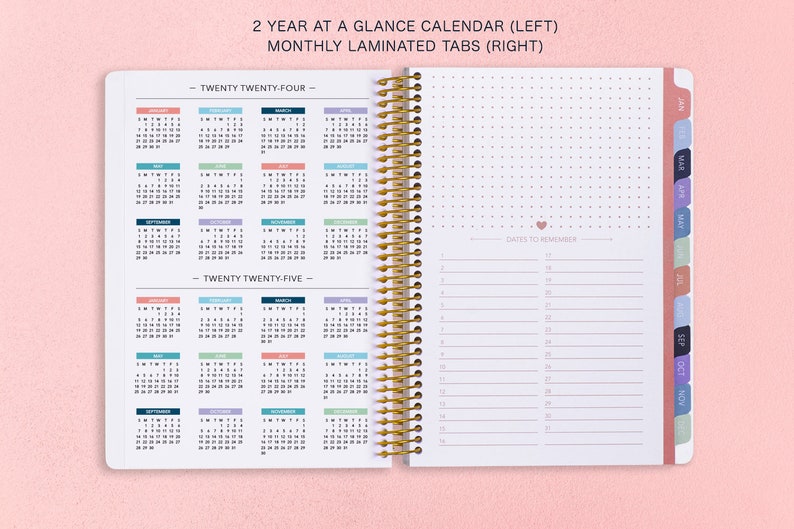 Personalized Weekly Planner 2024 12 Month Calendar 6x9 Weekly Planner 2024-2025 Custom Agenda Flirty Florals Blush image 6