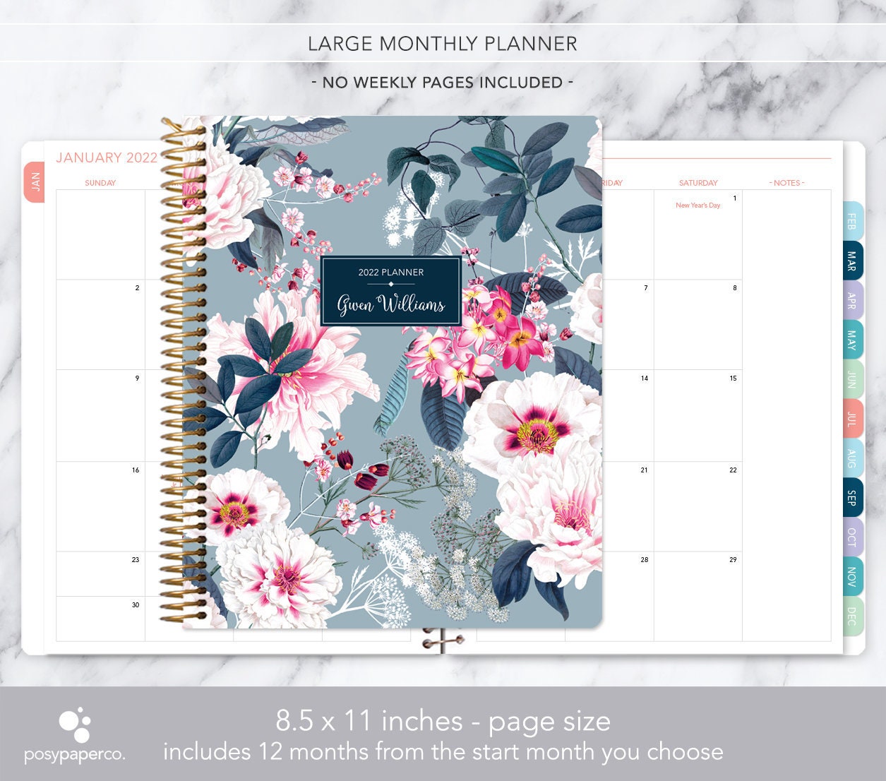 Williams College Calendar 2022 2023 8.5X11 Monthly Planner Notebook 2022 2023 No Weekly View | Etsy Singapore