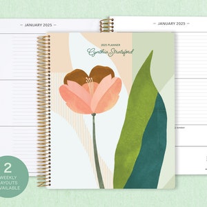 8.5x11 Weekly Planner 2025 - Choose Your Start Month - 12 Month Calendar - LARGE WEEKLY PLANNER - Abstract Florals Multicolor