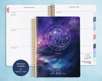 Scorpio MONTHLY PLANNER 2025 - Zodiac Sign 6x9 Personalized Monthly Planner 2024-2025 - Scorpio Astrology Gift - Astrological Sign SCORPIO