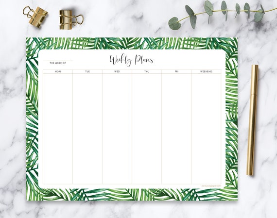Weekly Notepad 11x8 5 Desk Calendar Pad Weekly Desk Pad Etsy