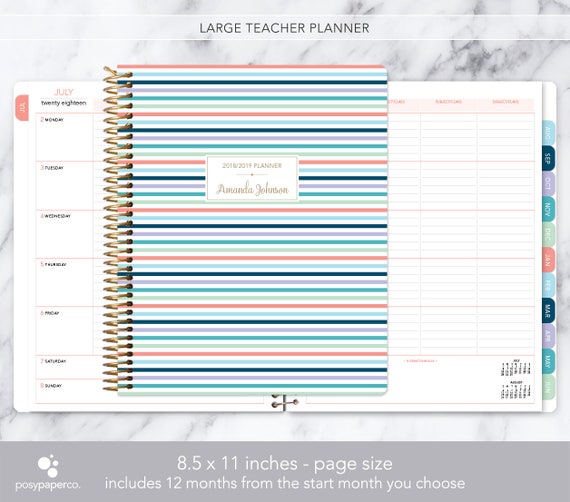 teacher planner 8 5x11 2018 2019 lesson plan weekly etsy weekly teacher planner