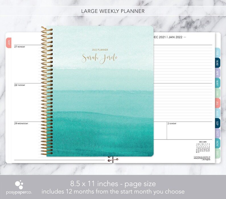 8.5x11 Weekly Planner 2022 2023 Choose Your Start Month 12 Etsy