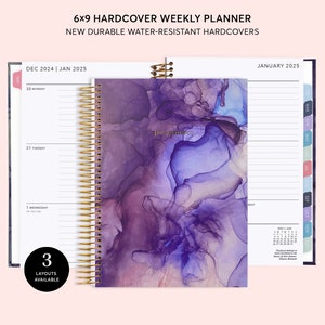 HARDCOVER Planner 2026 - Weekly Planner - 2025-2026 Planners - Best Planner - Academic Planner - Student Planner - Purple Blue Flowing Ink