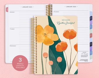 2025 Personalized Planner - 2025 Weekly Planner - Custom Planner - Academic Planner - Best Planners - Abstract Florals Pink Multicolor