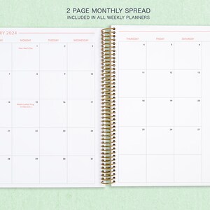 8.5x11 weekly planner 2024 2025 choose your start month 12 month calendar LARGE WEEKLY PLANNER blue watercolor stripes image 5