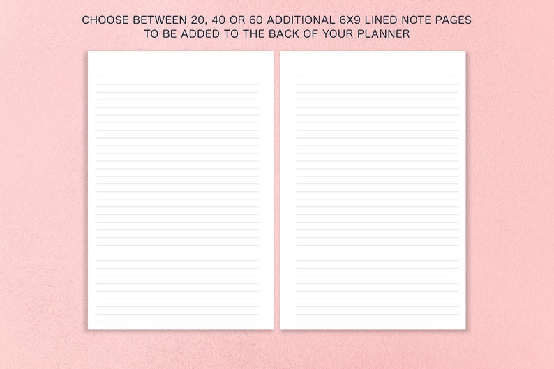 ADDITIONAL NOTE PAGES for 6x9 planners selection of 20, 40 or 60 pages to be added to back of planner image 1