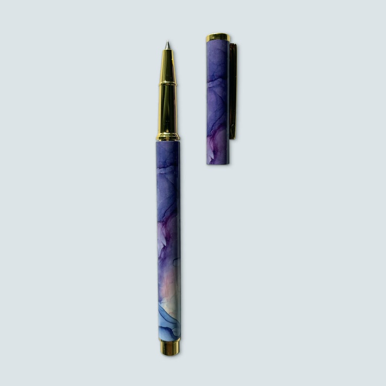 Rollerball Pen Purple Blue Flowing Ink image 3