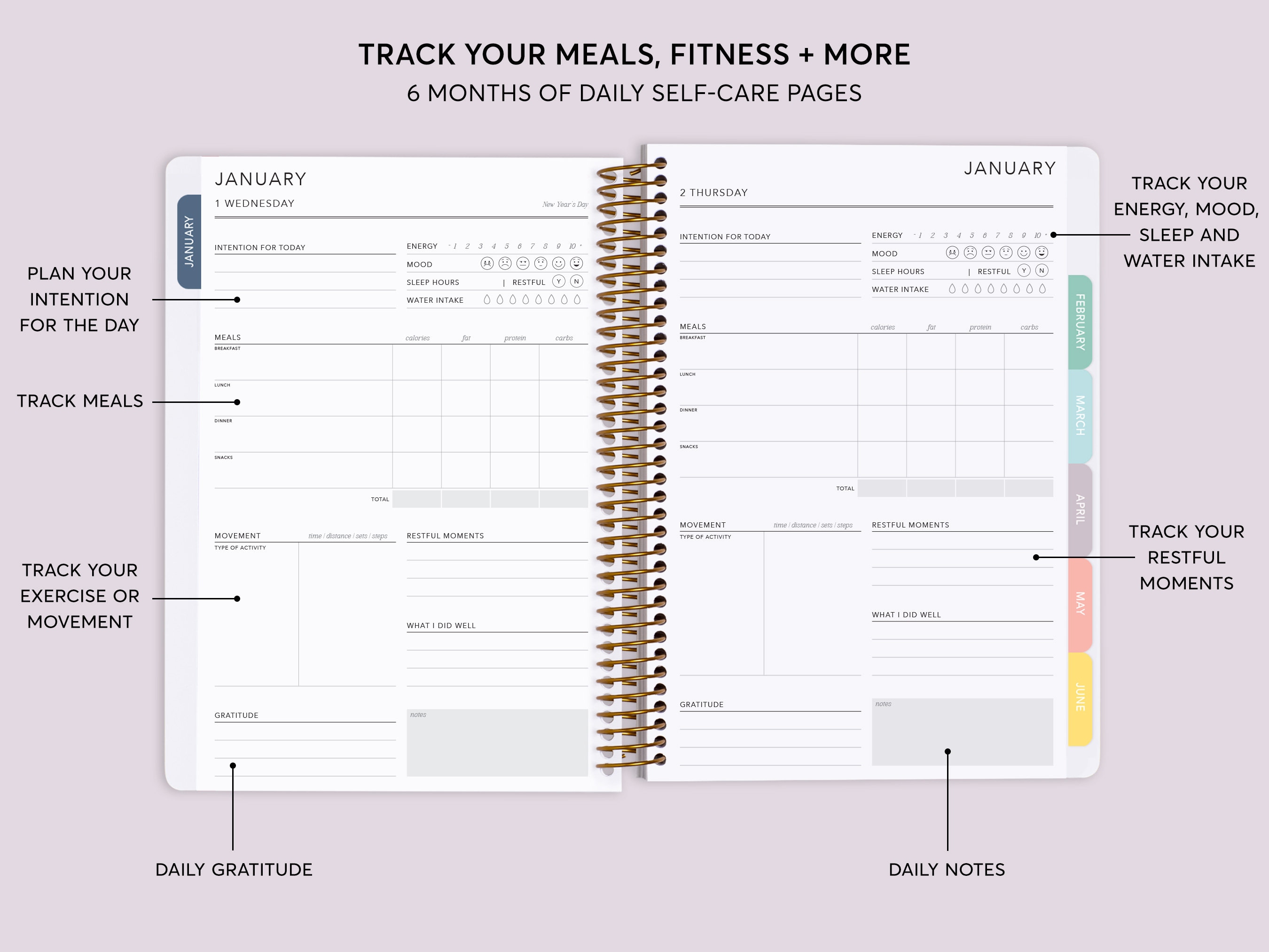 Self Care Journal - Fitness Planner With Meal Tracker - Personalized ...
