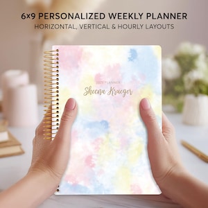 Personalized Planner 2026 - 12 Month Calendar Planner - Weekly Planner 2025-2026 - Custom Agenda - Gifts for Mom - Pastel Splatter Tie Dye