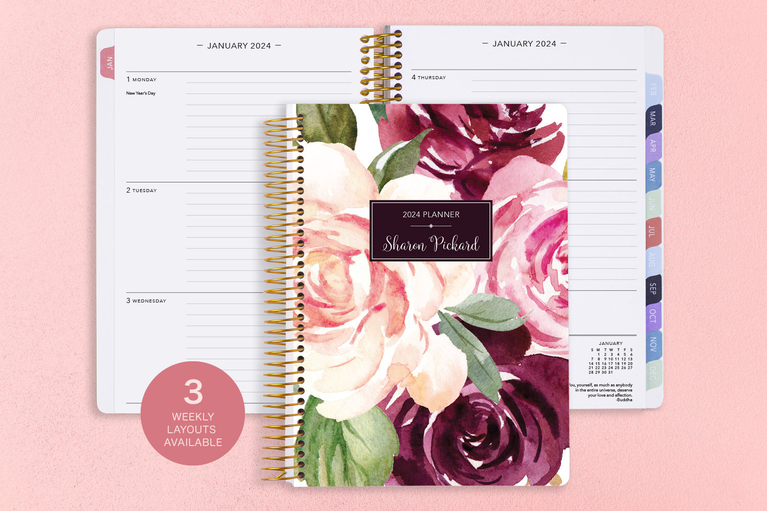 Agenda du jour 2024 - Jan/Dec • Planner • Your Personal Organizer