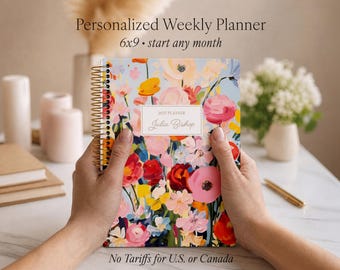 2027 Weekly Planner - 12 Month Calendar - 6x9 Personalized Planner 2026-2027 - Gift for Mom - Blossom Dreams Colorful - NO TARIFFS