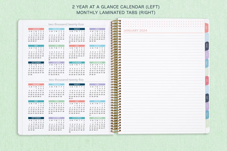 8.5x11 weekly planner 2024 2025 choose your start month 12 month calendar LARGE WEEKLY PLANNER navy blush roses image 6