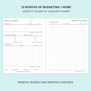 8.5x11 BUDGET/FINANCE SECTION to be added to back of planner image 1