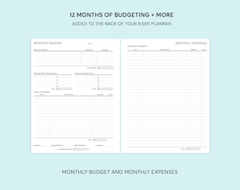 8.5x11 BUDGET/FINANCE SECTION | to be added to back of planner