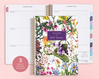 2023 planner | 2023 2024 weekly planner | student planner | personalized planner | agenda planner | colorful florals white