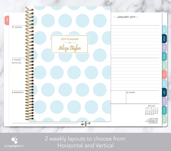 planner 2018 2019 calendar add monthly tabs custom weekly etsy custom weekly calendar