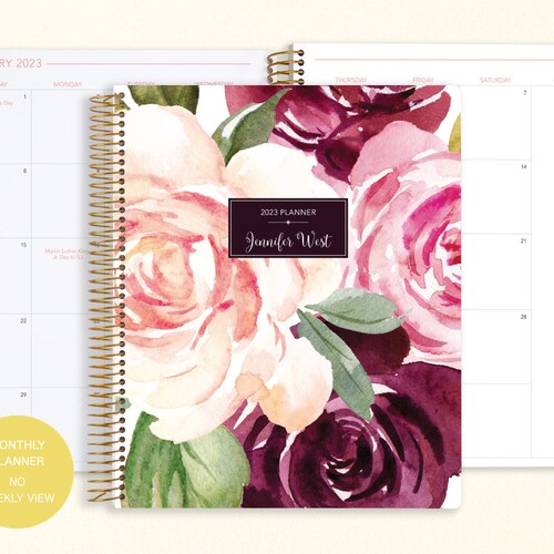 8.5x11 MONTHLY PLANNER Notebook 2023 2024 No Weekly View Etsy