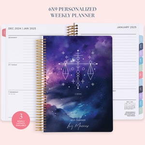 Libra Planner 2025 - Zodiac Sign 6x9 Personalized Weekly Planner 2025-2026 - Libra Astrology Gift - Astrological Sign LIBRA